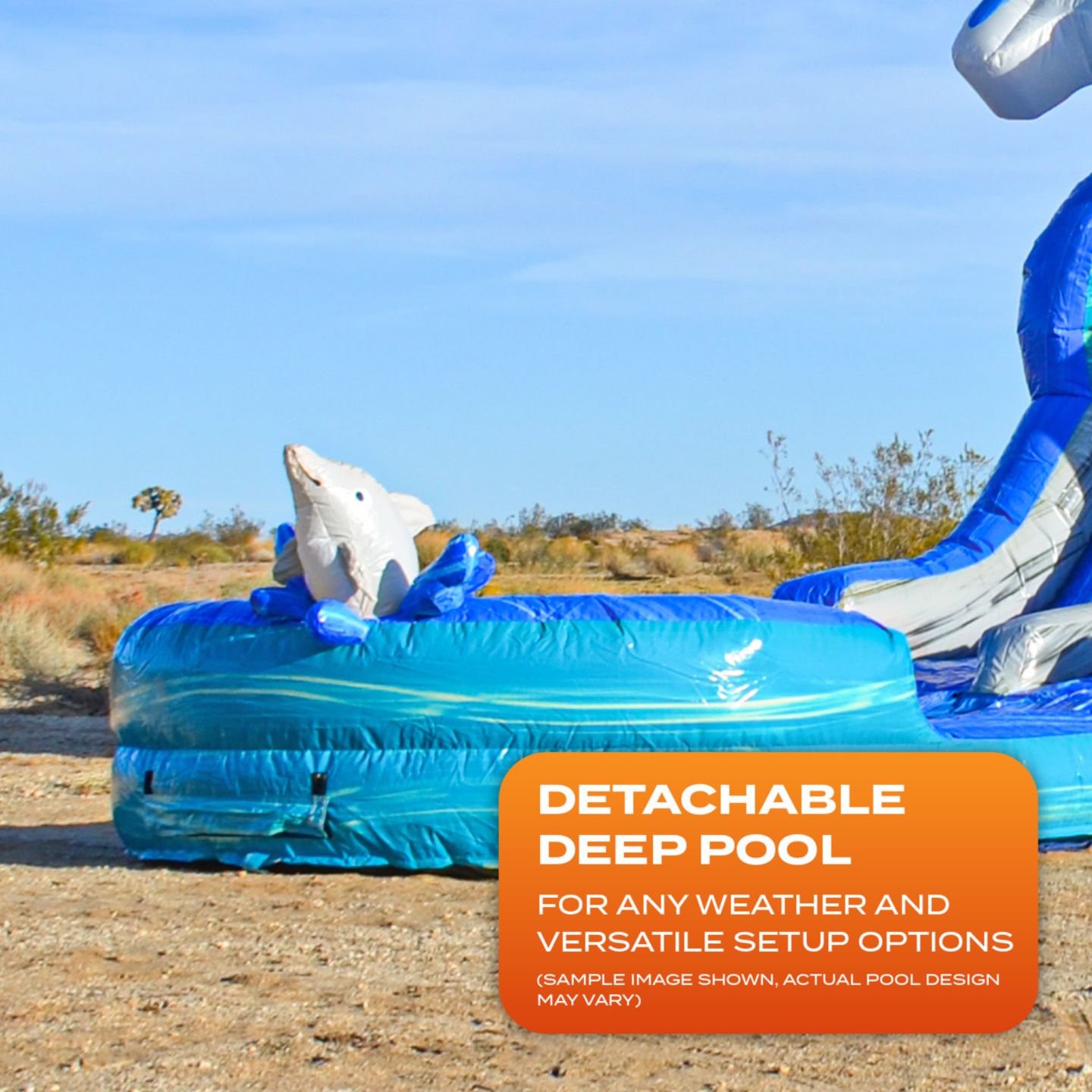 Детская игрушка Jumporange Dolphins XLD Water Slide Bounce House Inflatable Obstacle Course, 35'L x 13'W x 14'H, 6-Person Capacity, Ages 3+, цвет: Open Miscellaneous — фото 5