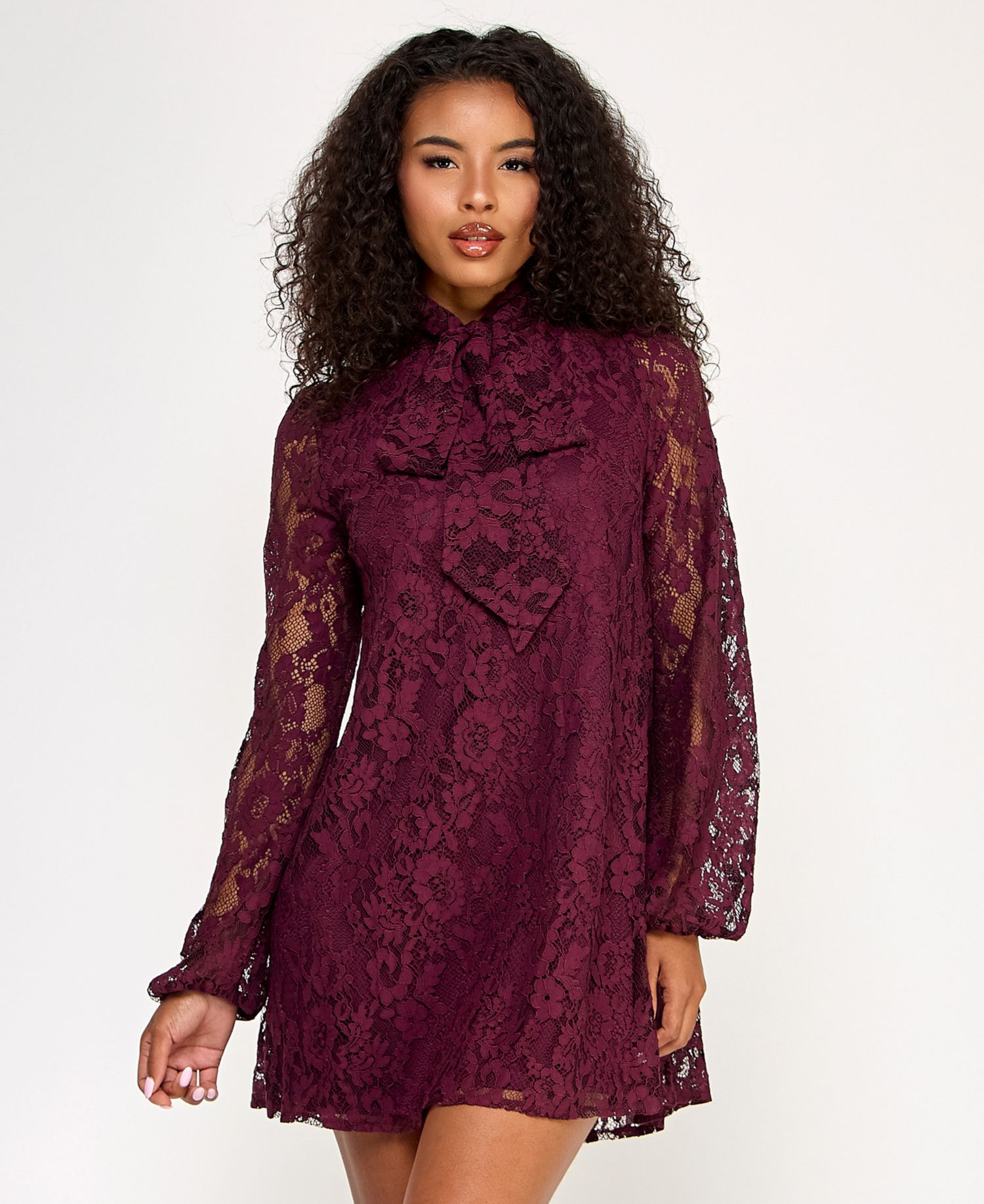 Juniors' Embroidered Lace Dress