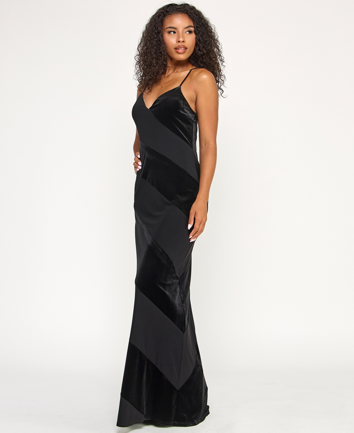 City Studios Juniors' Low-back Panel Long Slip Dress In Black