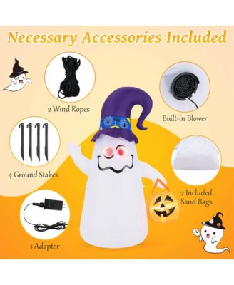 6 Ft Halloween Inflatables Cute Ghost with Jack-O-Lantern & Witch Hat