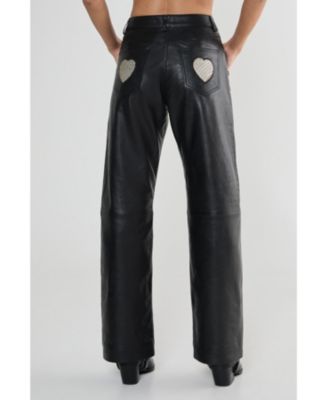 Women's Leather Patched Pants
