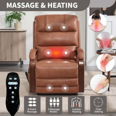 Power Lift Recliner Chair Dual Motor Infinite Position Up to 350 LBS with Solid Wood Armrests, Heat Massage and Heavy Duty Motion Mechanism