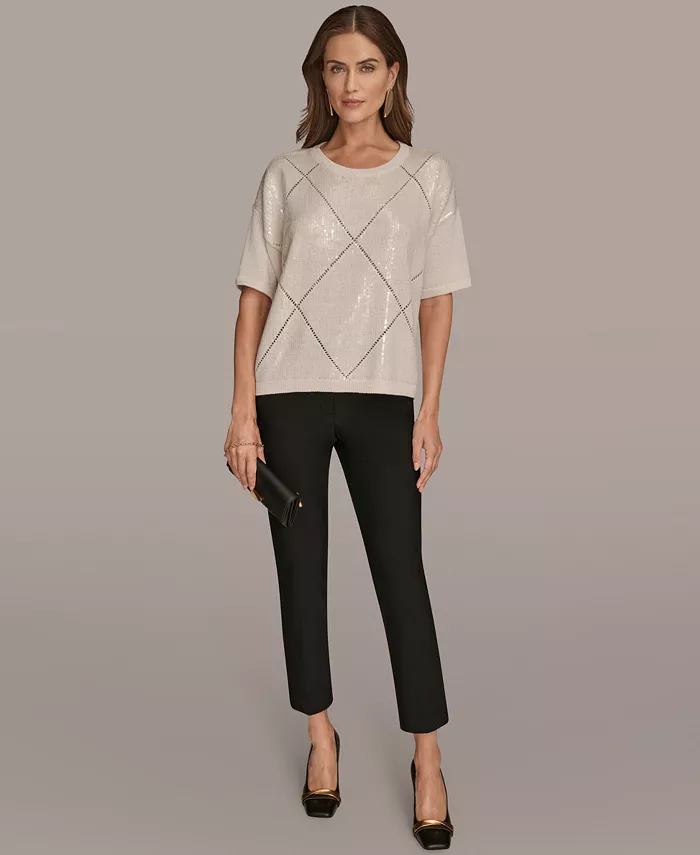Women's Short Sleeve Sequin Sweater - thumbnail 10