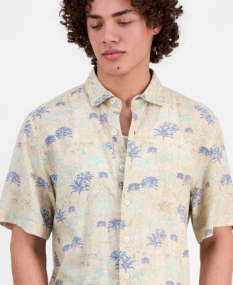 Men's Sand Desert Pacific Time Linen-Blend Shirt