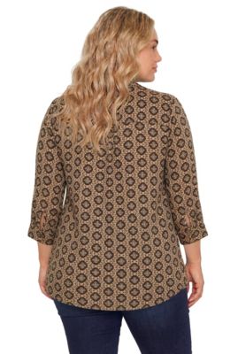 Women's Within Rayon 7-Day Three-Quarter Sleeve Tab-Front Tunic Top