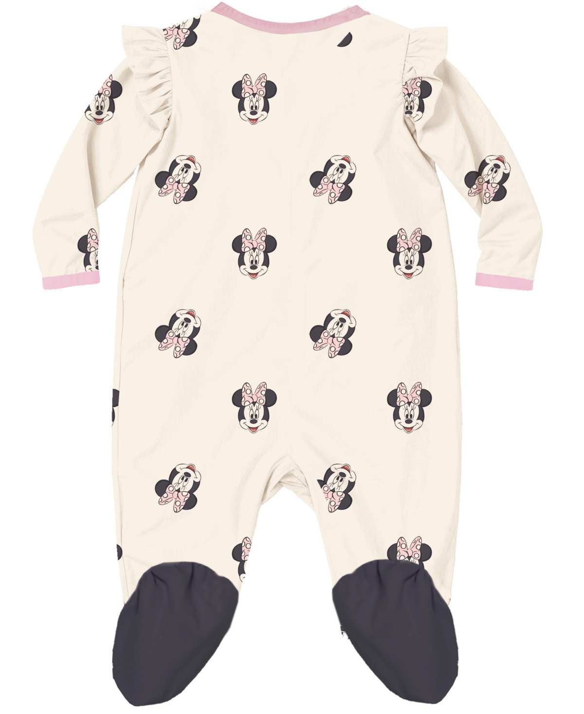 Disney Baby Girls 2-piece Minnie Mouse Sleep-and-play Coverall And Headband Set In Neutral