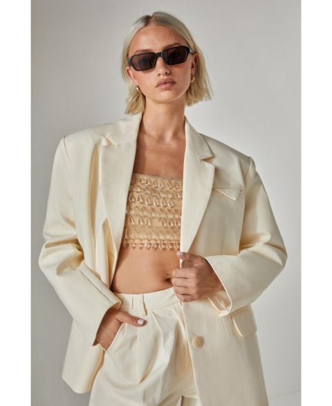 Женский пиджак Nasty Gal Twill Oversized Tailored Blazer, цвет: Кремовый
