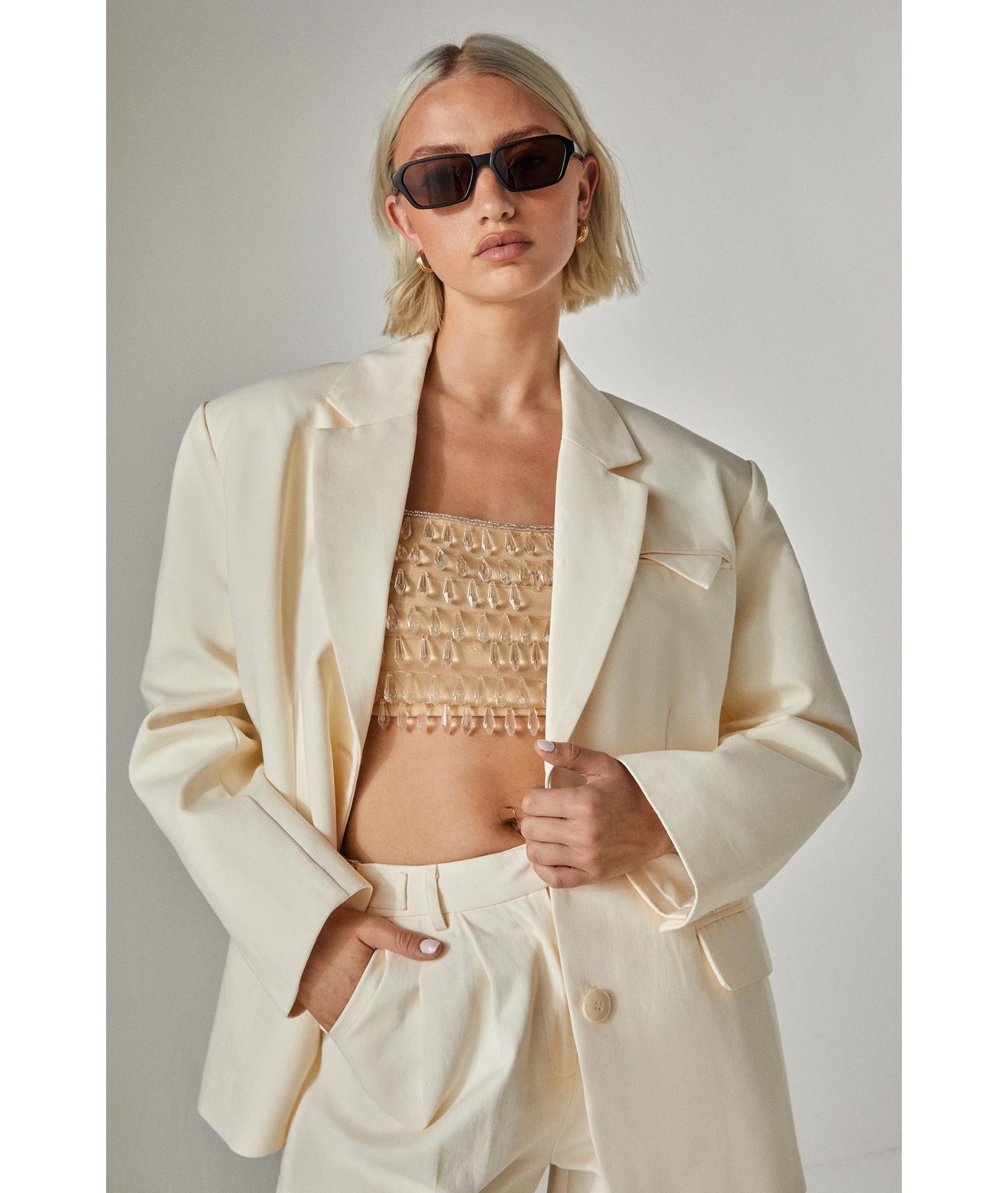 Women's Twill Oversized Tailored Blazer