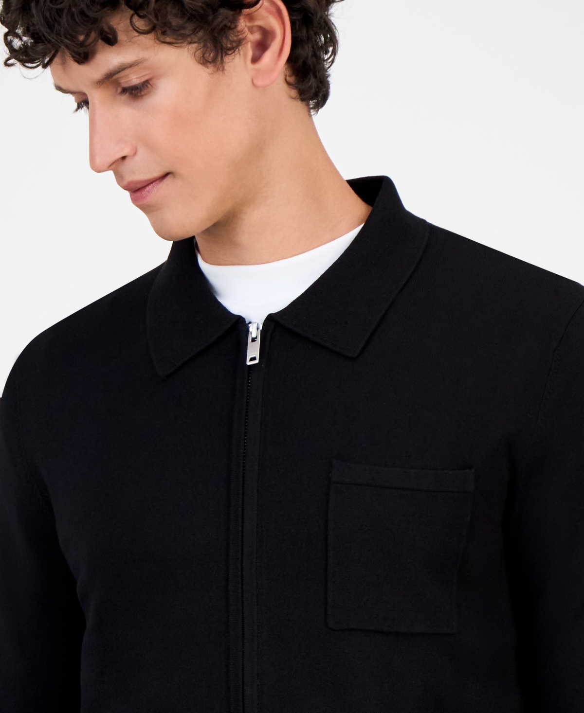 Hugo By Boss Men's San Jean Full Zip Collared Cardigan
