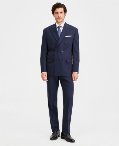 Мужские комплекты Michael Kors Classic-Fit Navy Pinstripe Double-Breasted Suit Separates, цвет: Тёмно-синий