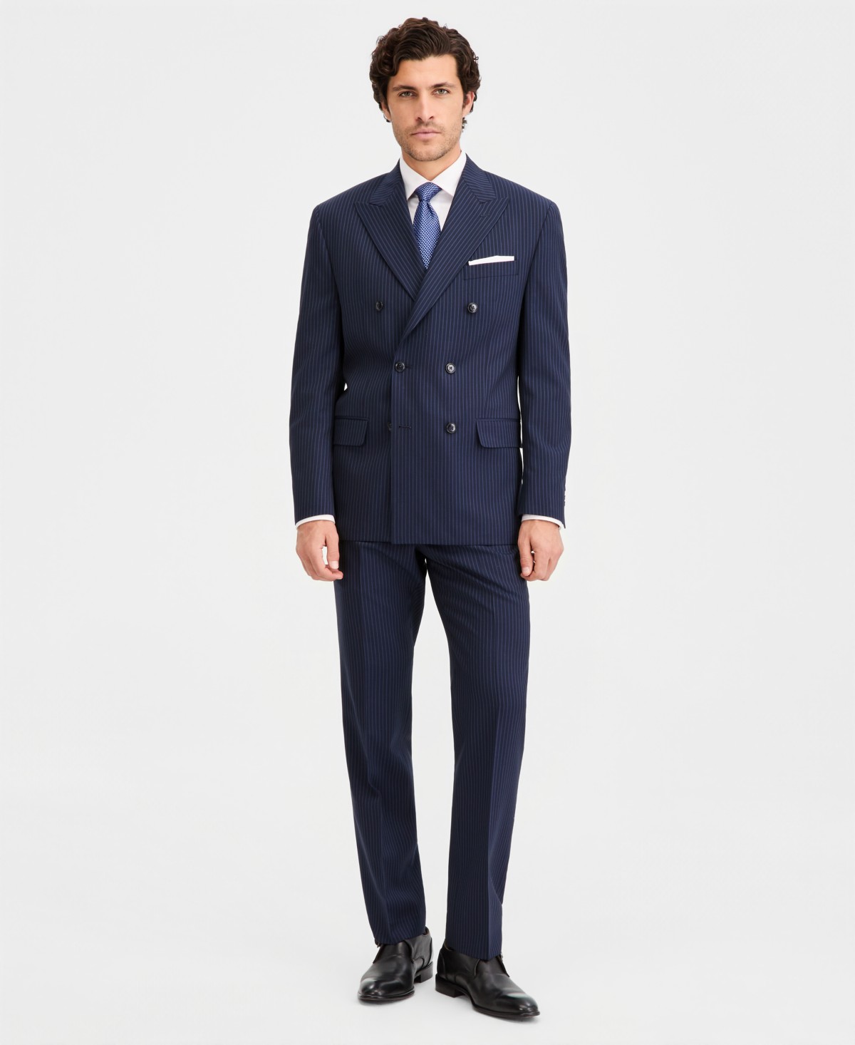 Мужские Michael Kors Men's Classic-Fit Navy Pinstripe Double-Breasted Suit Separates — фото 1