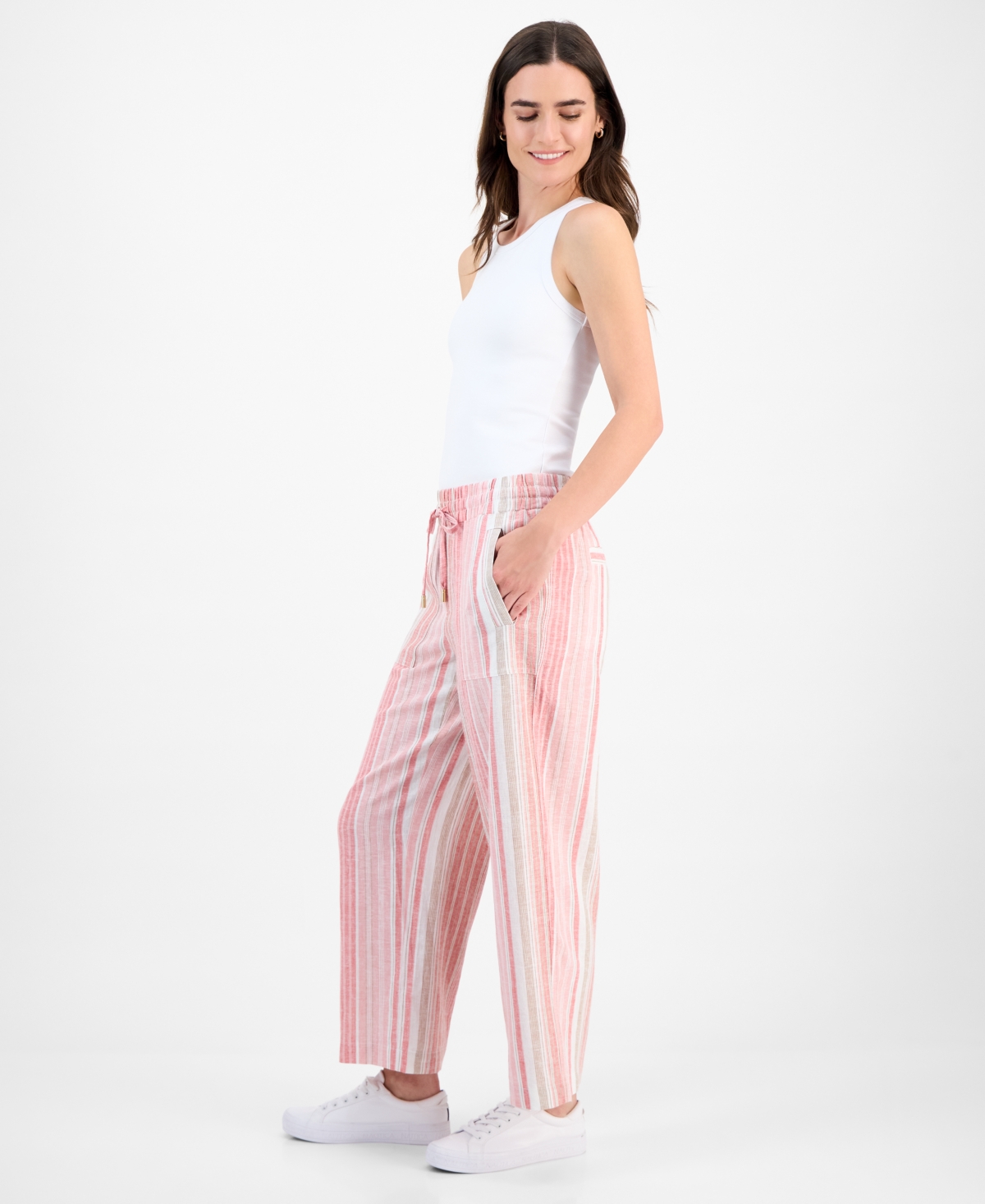 Nautica Jeans Women's Striped Mid-rise Ankle Pants In Multi