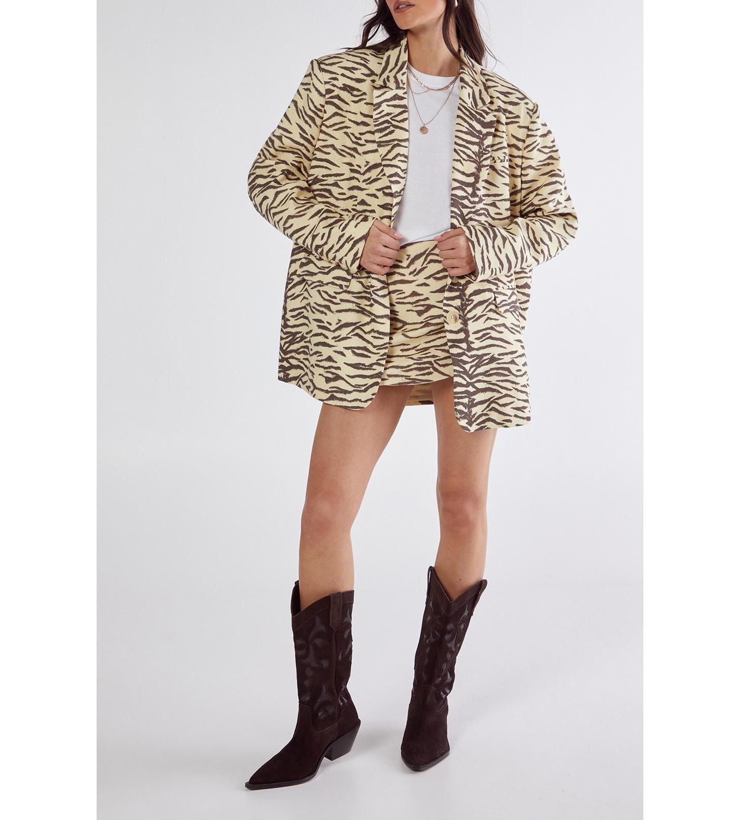 Женский пиджак Nasty Gal Zebra Print Oversized Tailored Blazer, цвет: Сливочный — фото 5