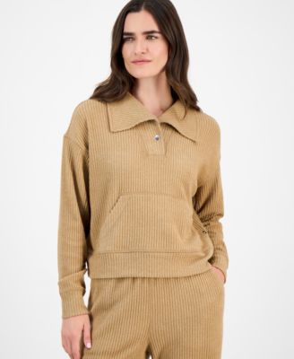 Women's Bib-Collar Ribbed Sweatshirt