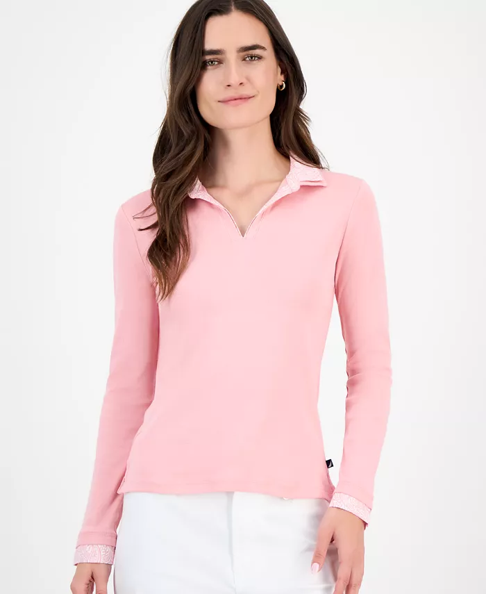 Nautical Jeans Women's Double-Collar Long-Sleeve Top
