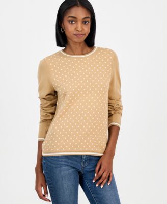 Women's Cotton Dot Crewneck Sweater