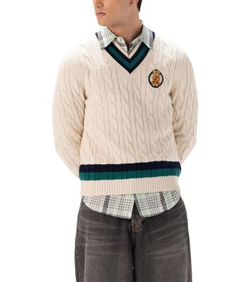 Men's Cotton Cable Knit Cricket Sweater