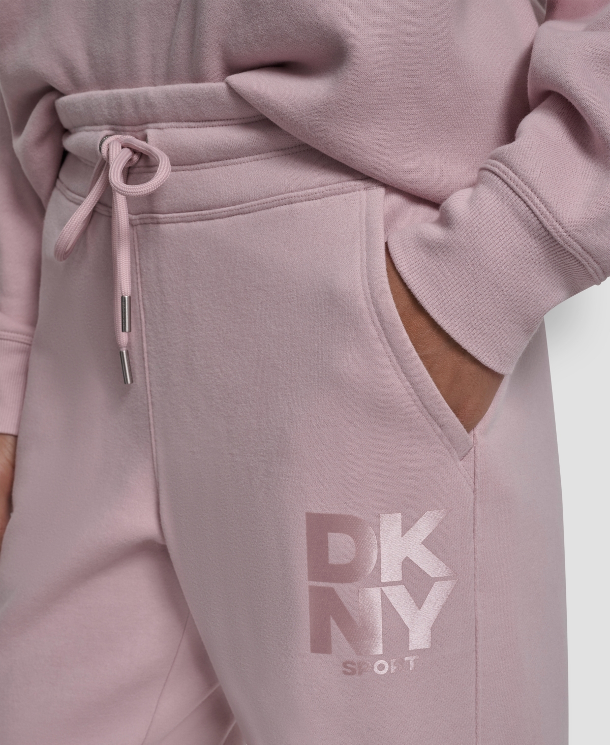 Dkny Women's Sport Stacked Transfer Logo Track Pants In Pink