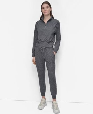 Women's Space-Dyed Half-Zip Raglan-Sleeve Top