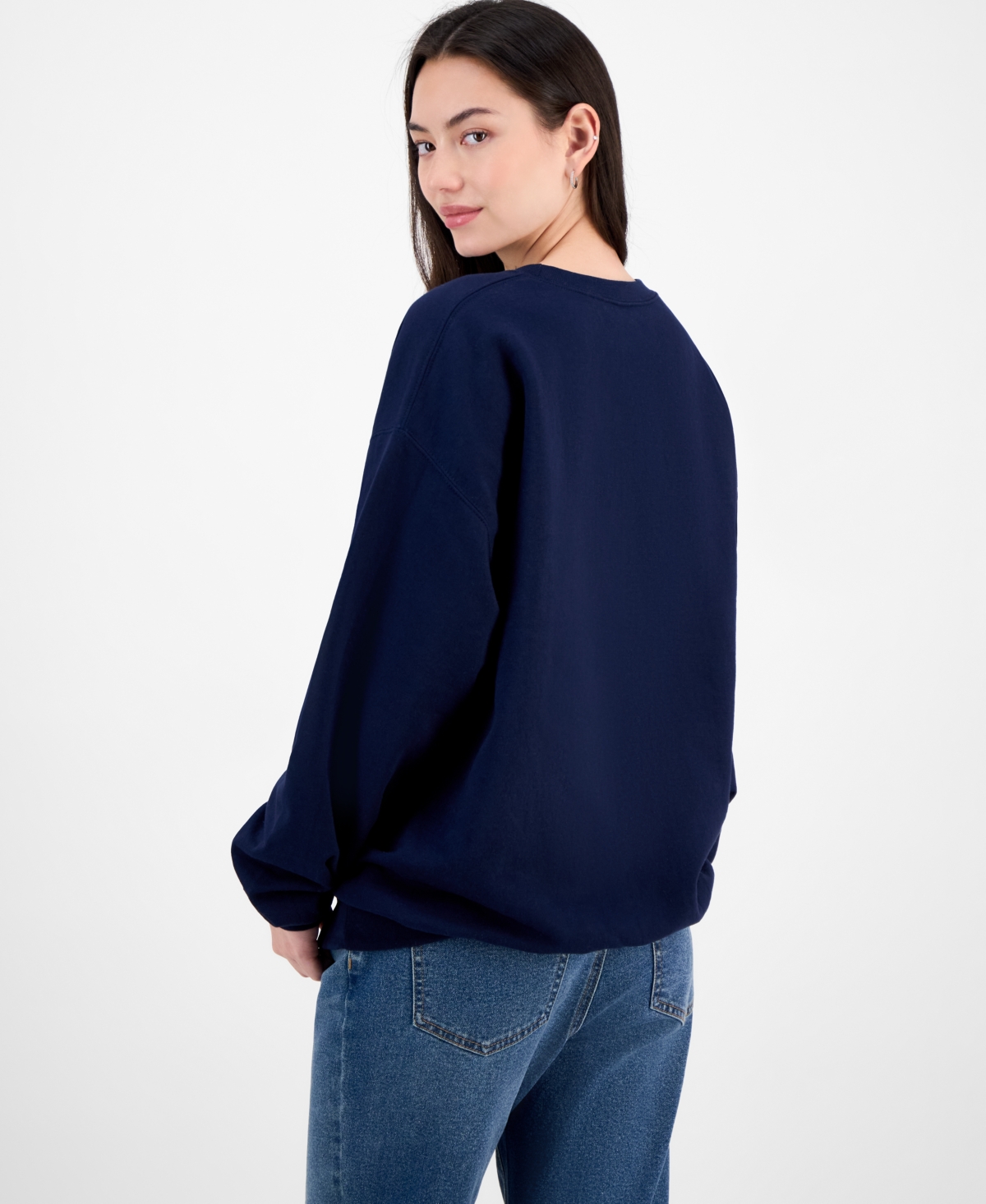 Love Tribe Juniors' Teddy Bear Nyc & La Graphic Sweatshirt In Blue