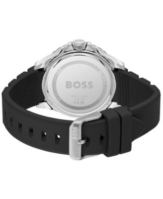 Men's Troper Sport Quartz Basic Calendar Black Silicone Watch, 42mm