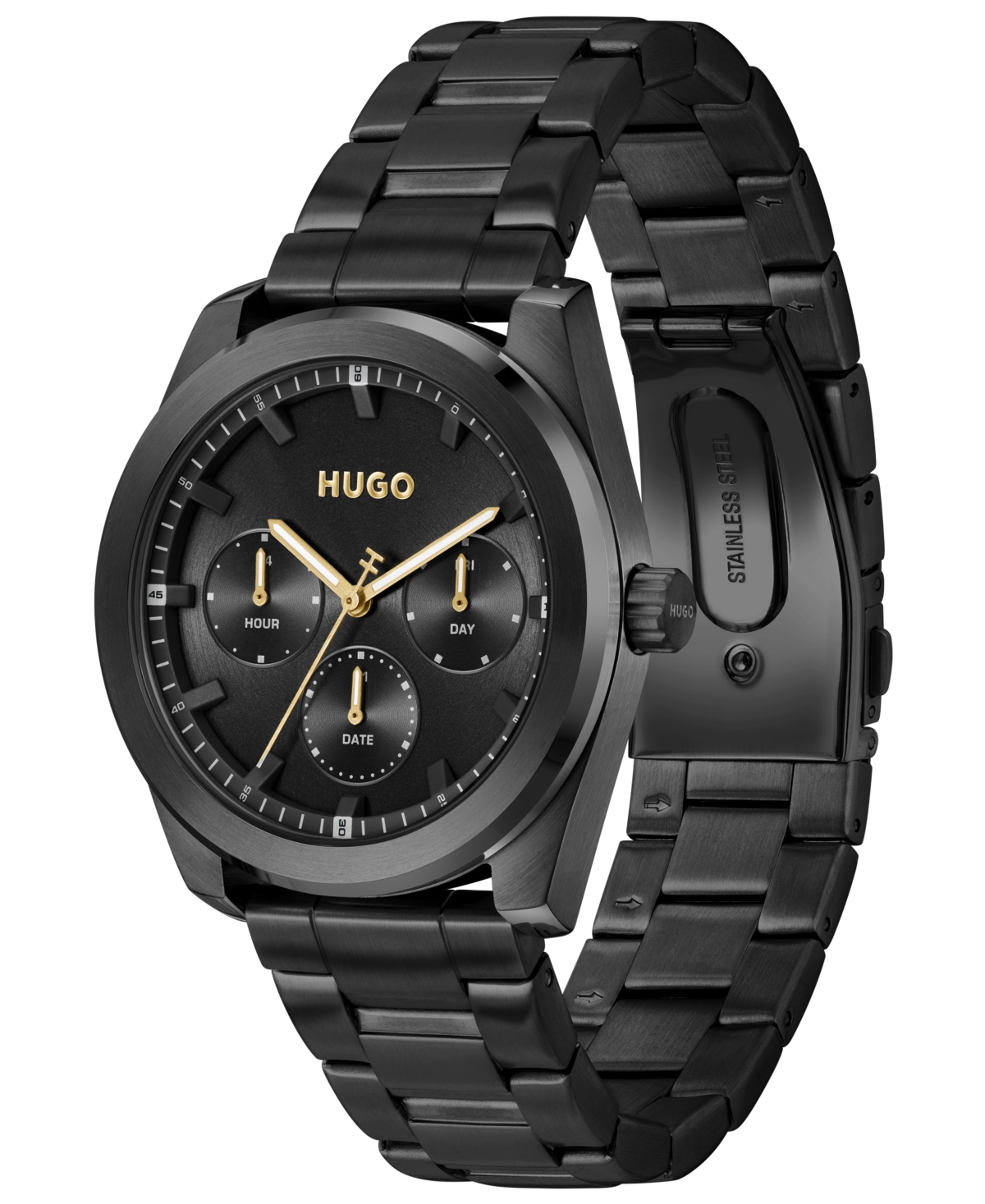 Hugo Boss Men's Bright Sport Quartz Multifunction Ionic Plated Black Steel Watch, 42mm