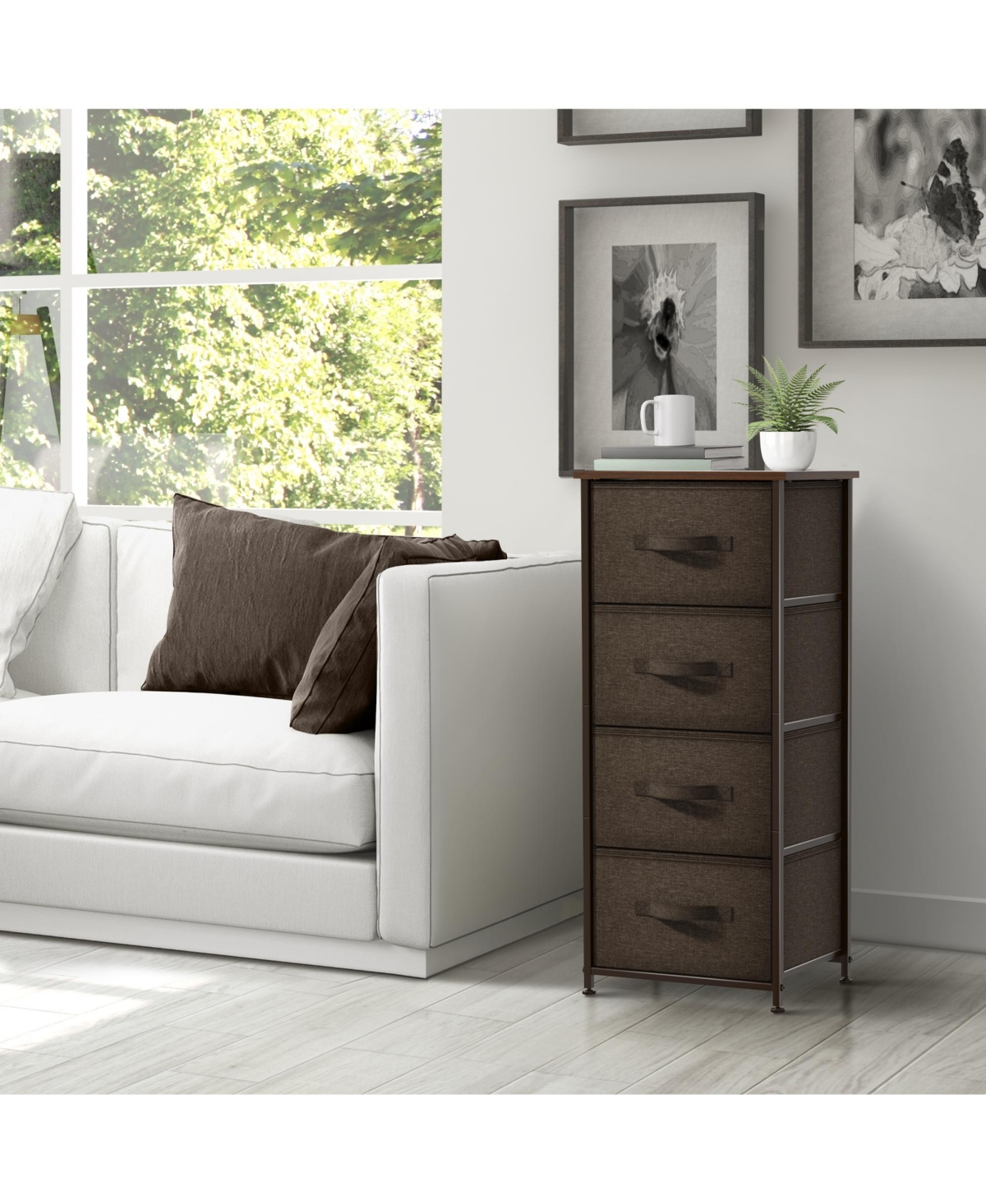 Sorbus 4 Drawers Chest Nightstand - Storage for Closet, Home, College Dorm Features Steel Frame, Wood Top