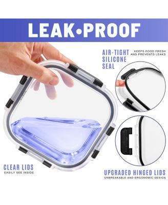 16 Piece Square (1100ml/ 37oz/ 4.6cups) Glass Meal Prep Containers with Airtight Lids - Preserves Freshness, Oven Safe, durable, BPA-free