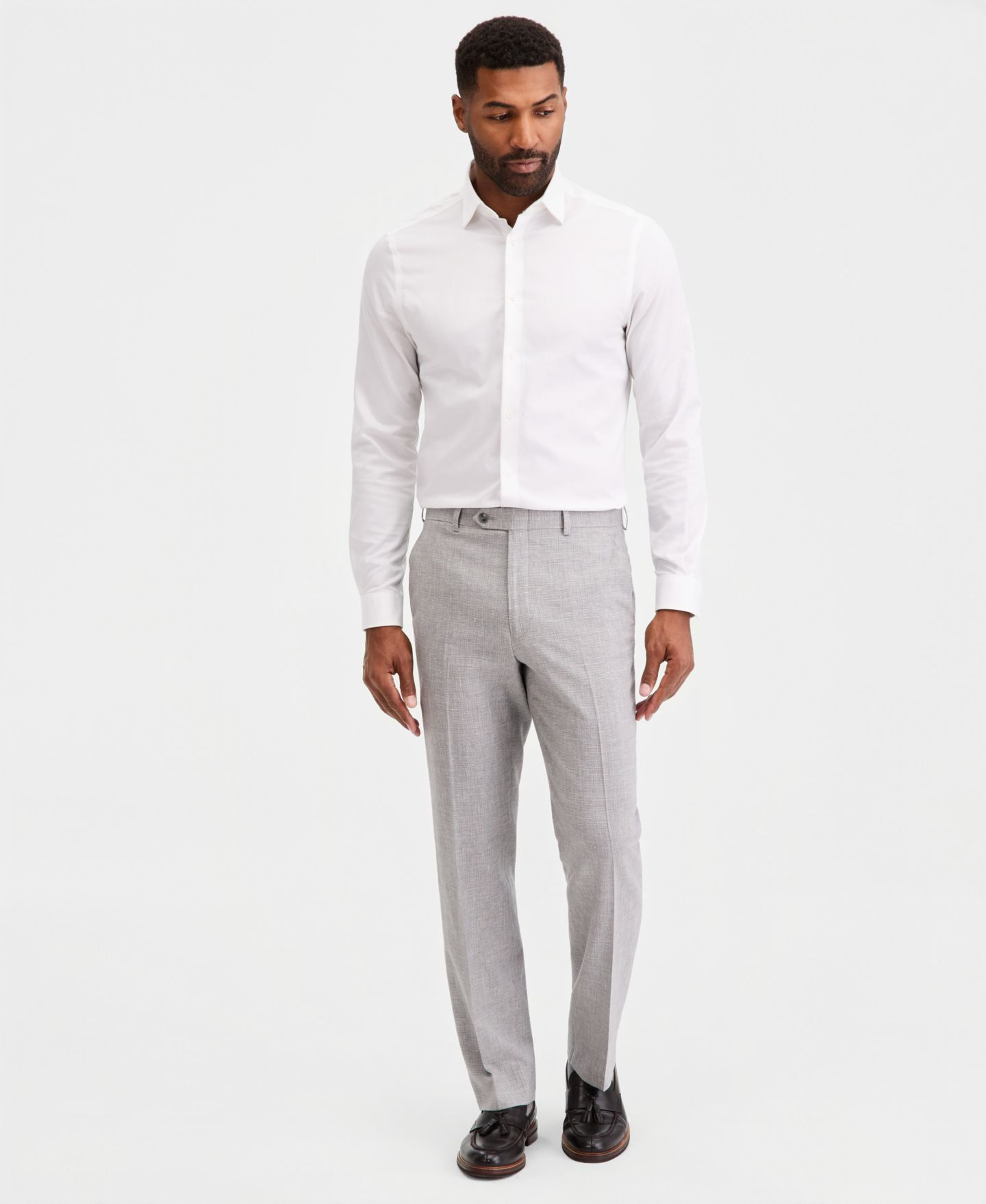 Мужские брюки Michael Kors Classic-Fit Mini Houndstooth Suit Separate, цвет: Светлый серый — фото 2