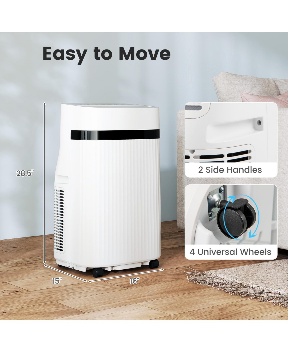 Gymax 12000 Btu Portable Air Conditioner w/ Fan & Dehumidifier Sleep Mode 24H Timer