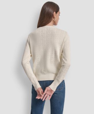 Petite Geometric Print Crewneck Sweater