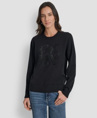 Petite Embellished Logo Crewneck Sweater