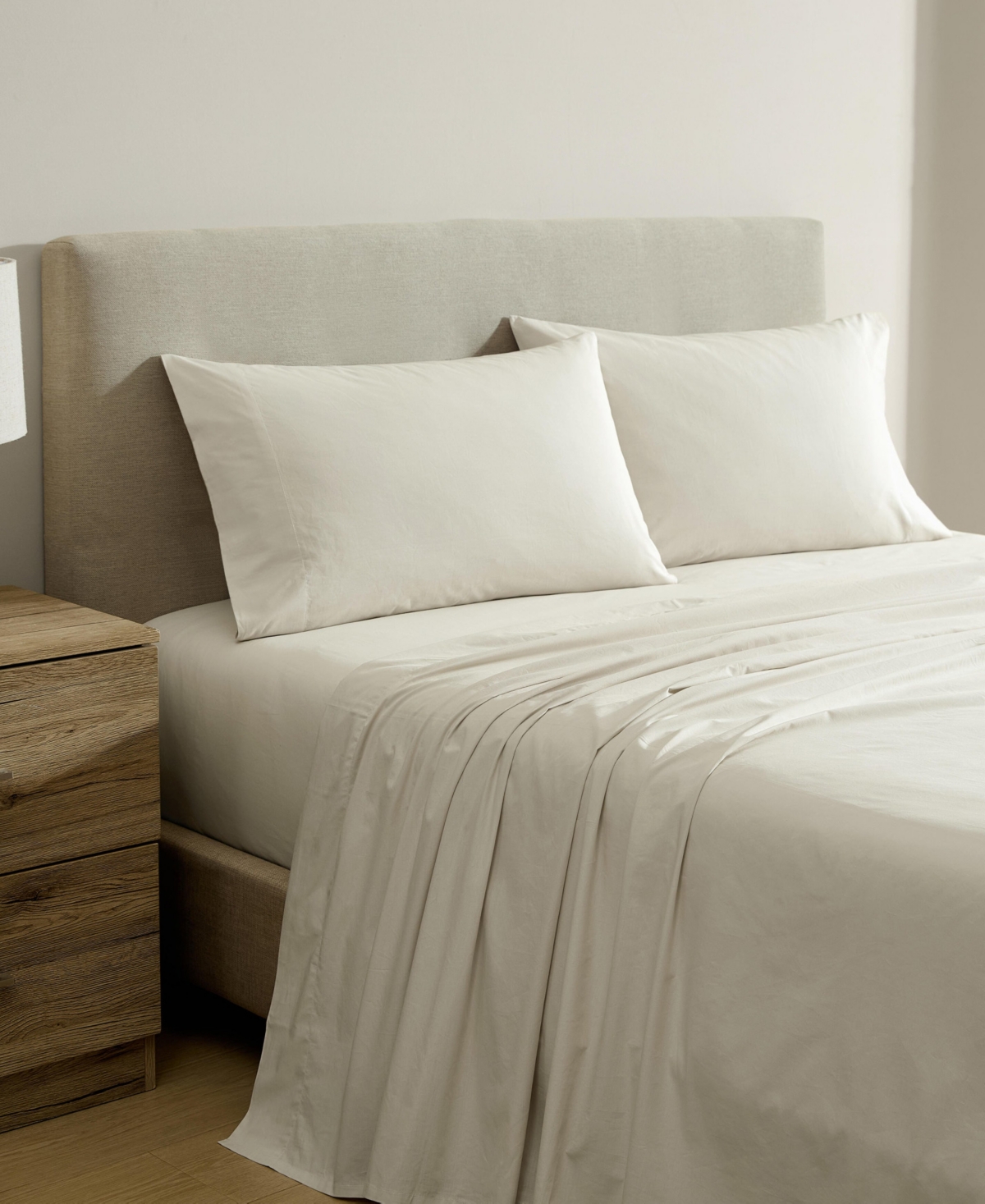 Nautica Solid Cotton Percale 3-Piece Sheet Set