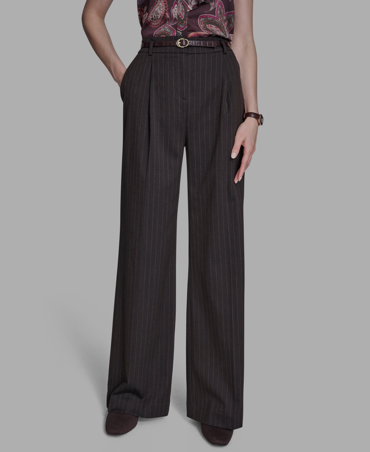 Bcbg Women's Pleated Wide Leg Pants In Black