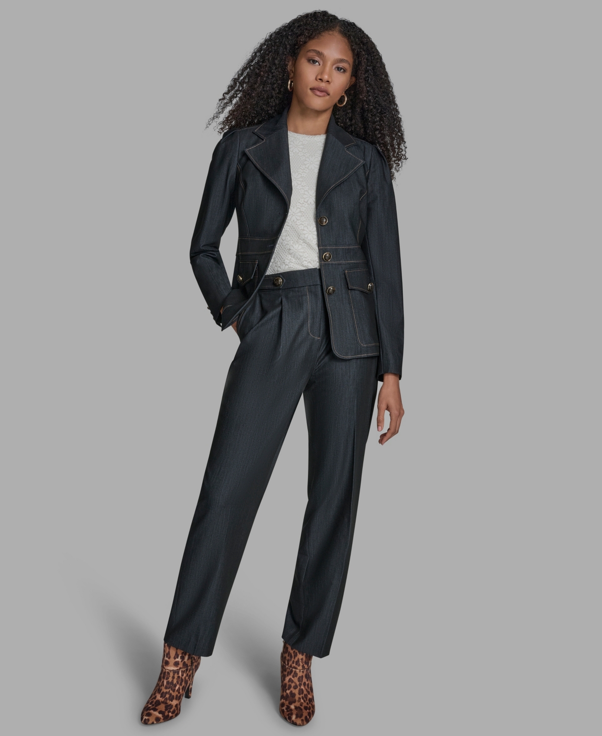 Bcbg Women's Long Sleeve Denim Jacket In Gray