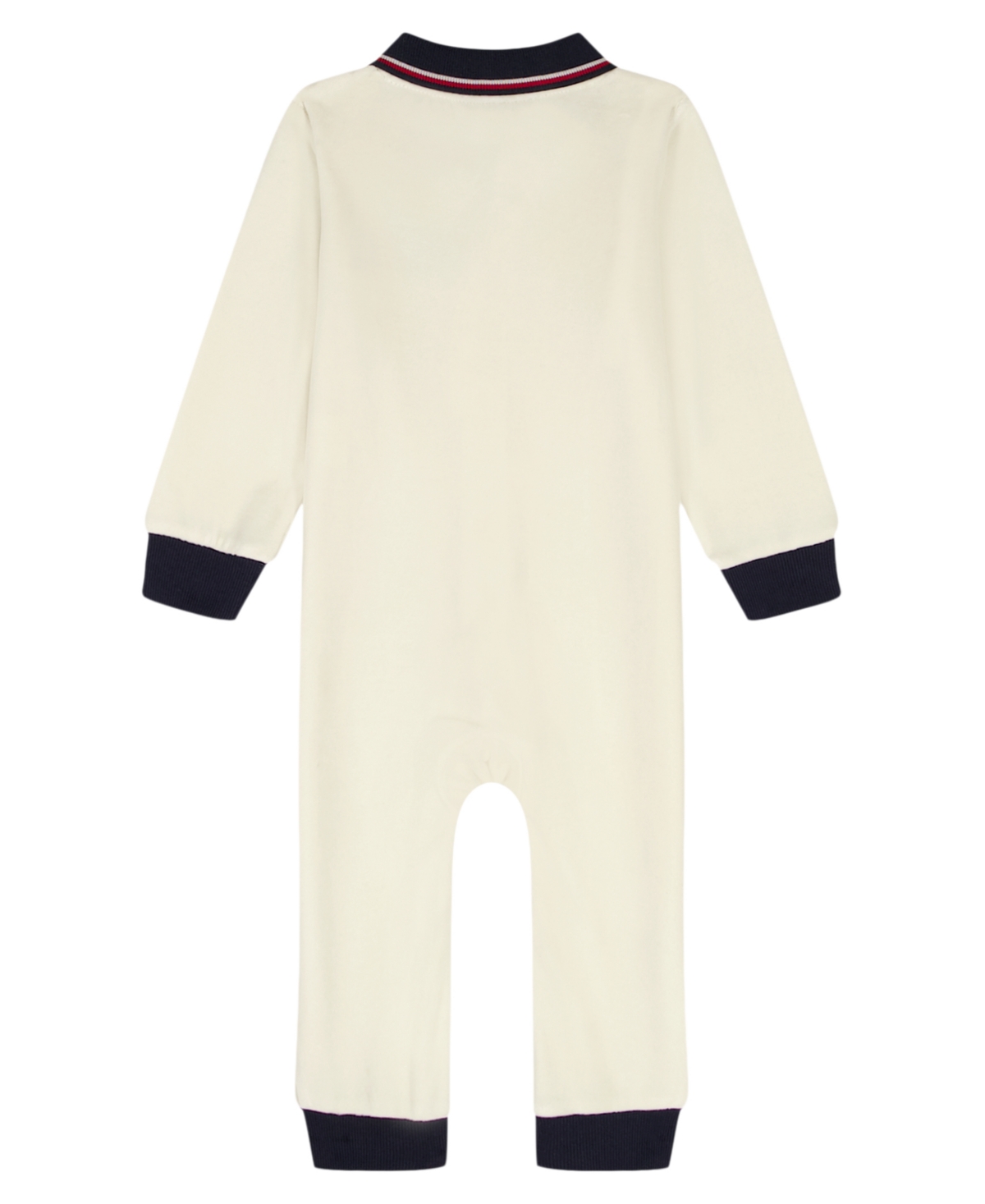 Tommy Hilfiger Baby Boys Velour Polo Collar Coverall In Neutral