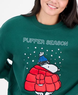Juniors' Snoopy 3D Puffer Fleece Sweatshirt