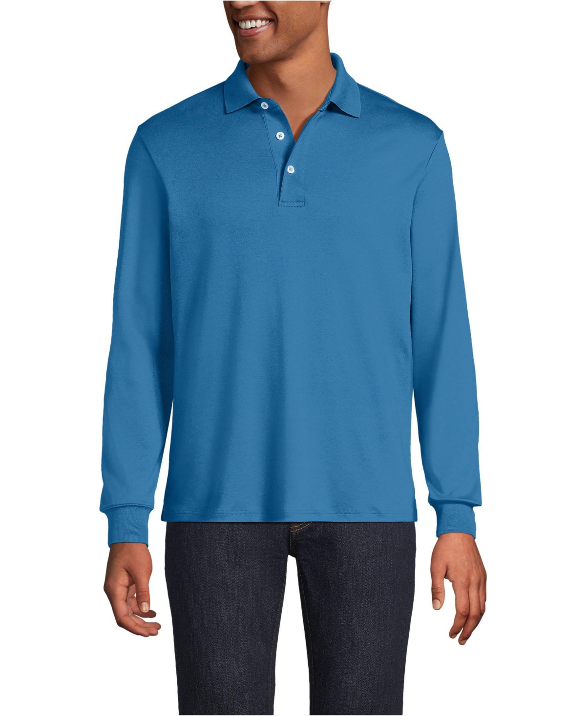 Lands' End Men's Tall Long Sleeve Cotton Supima Polo Shirt
