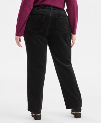 Plus Size High-Rise Straight-Leg Corduroy Pants, Macy's Exclusive