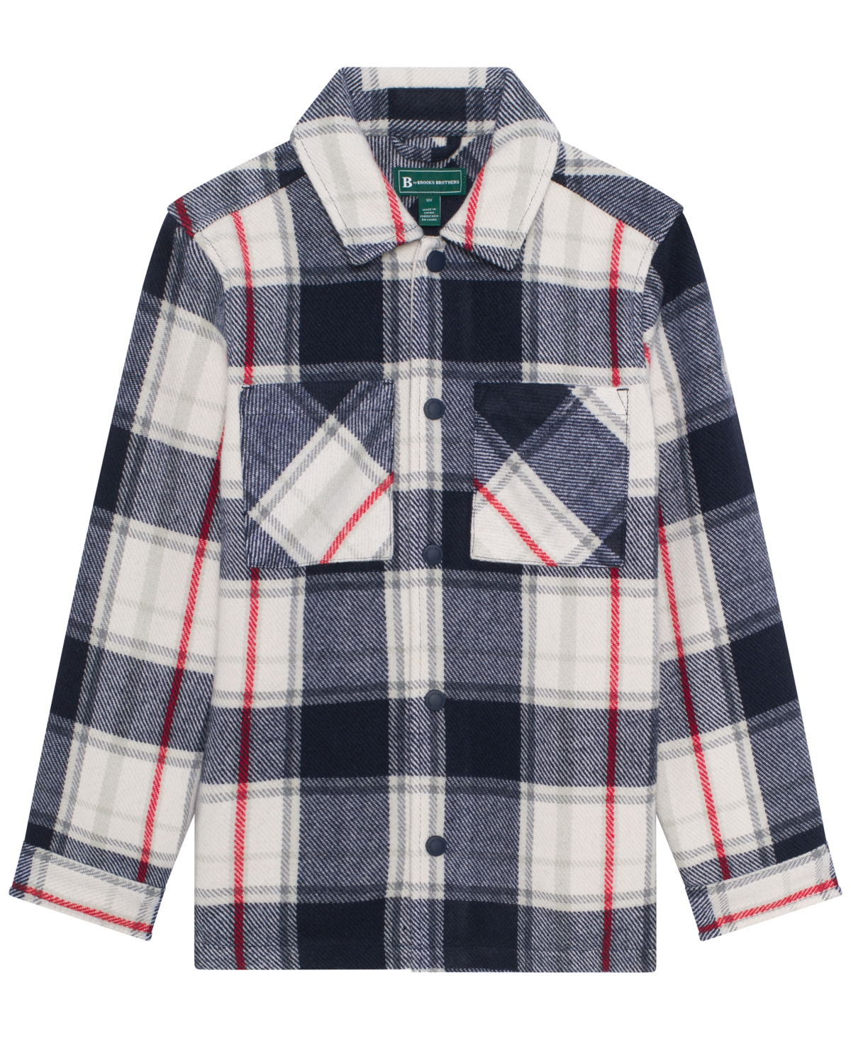 B By Brooks Brothers Big Boys Plaid Long Sleeve Shacket