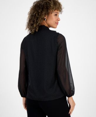 Women's Tie-Front Ruffled Blouse