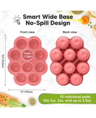 Prep Silicone Baby Food Freezer Tray with Clip-on Lid, 2oz x 10 Silicone Freezer Molds, BPA-Free Baby Food Storage