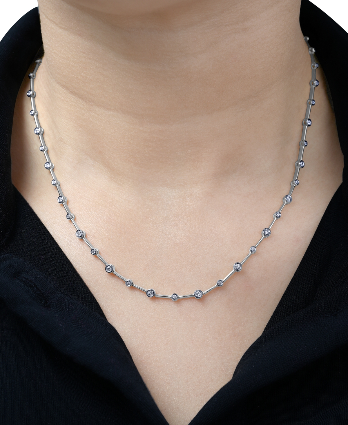 Macy's Diamond Necklace (1 Ct. T.w.) In 10k White Or Yellow Gold In Metallic