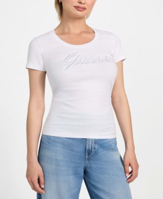Women's Embroidered Rhinestone Logo T-Shirt