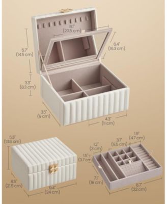 2-Tier Jewelry Box with Mirror- Floating effect, Cloud White