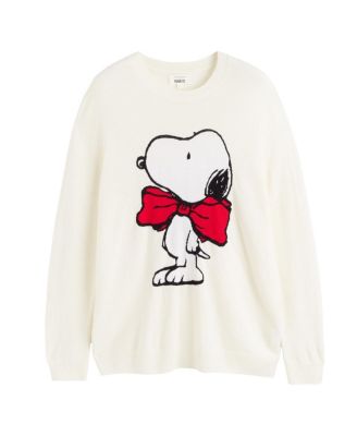 Women's Wool-Cashmere Bow Tie Snoopy Sweater
