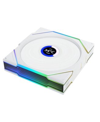 UNI FAN TL Wireless 1.6" LCD 120mm ARGB Case Fan with Reverse Blade, White
