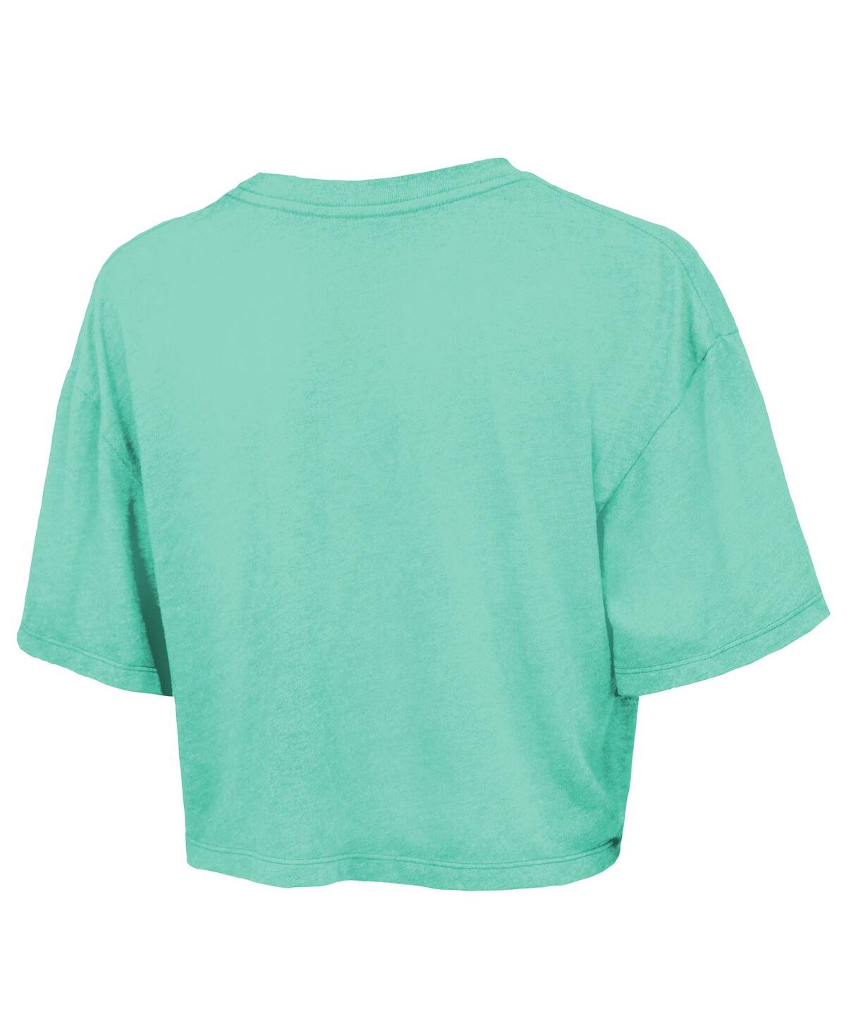 Majestic Threads Mint New York Liberty Chalk Stripe Boxy Crop Top In Green