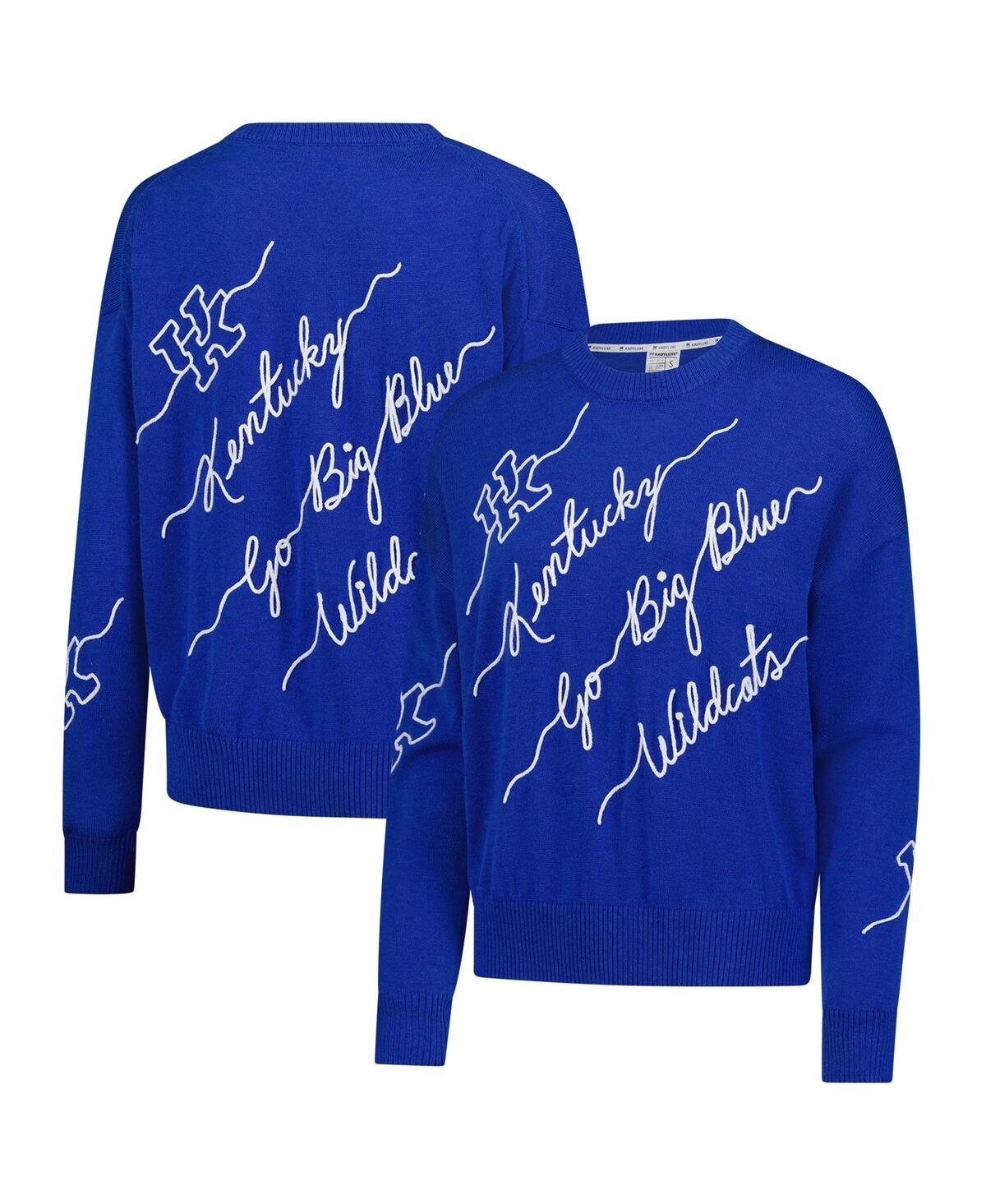 Kadyluxe Royal Kentucky Wildcats Love Note Embroidered Pullover Sweater In Blue