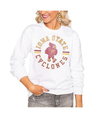 Women's White Iowa State Cyclones Oversized Vintage Days Perfect Crew Sweatshirt